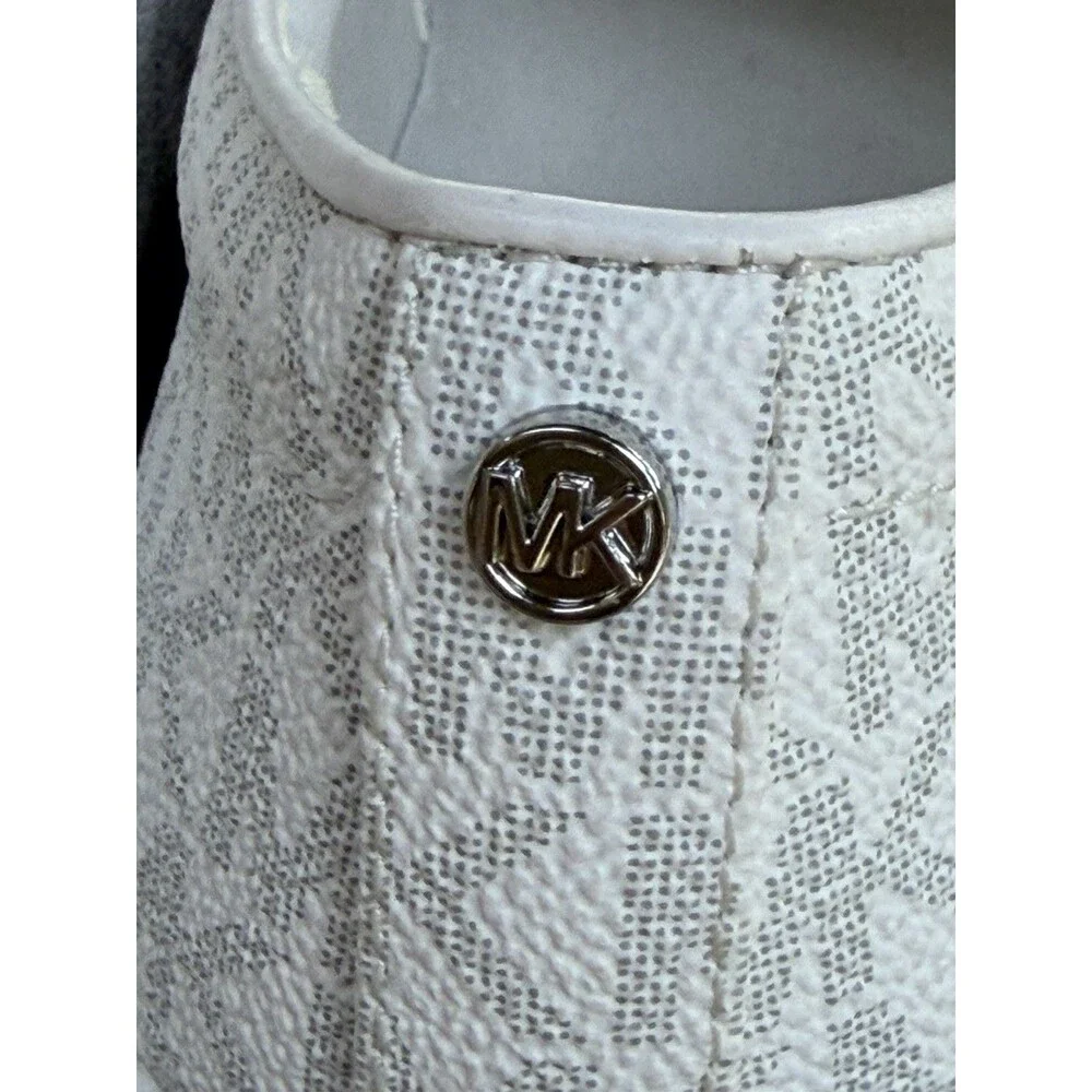 Michael Kors Keaton Slip On Sneakers Womens 9.5 M White Logo Low Top EUC!